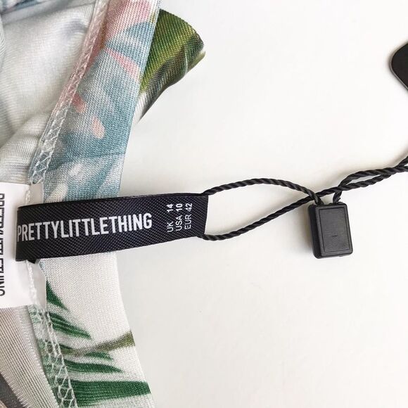 Pretty little thing pale khaki leafy swim top 10 - Picture 9 of 10